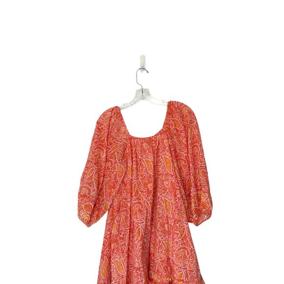 Cleobella Orange Paisley Print Button Front Boho Bohemian Grace Mini Dress Small - Picture 8 of 12